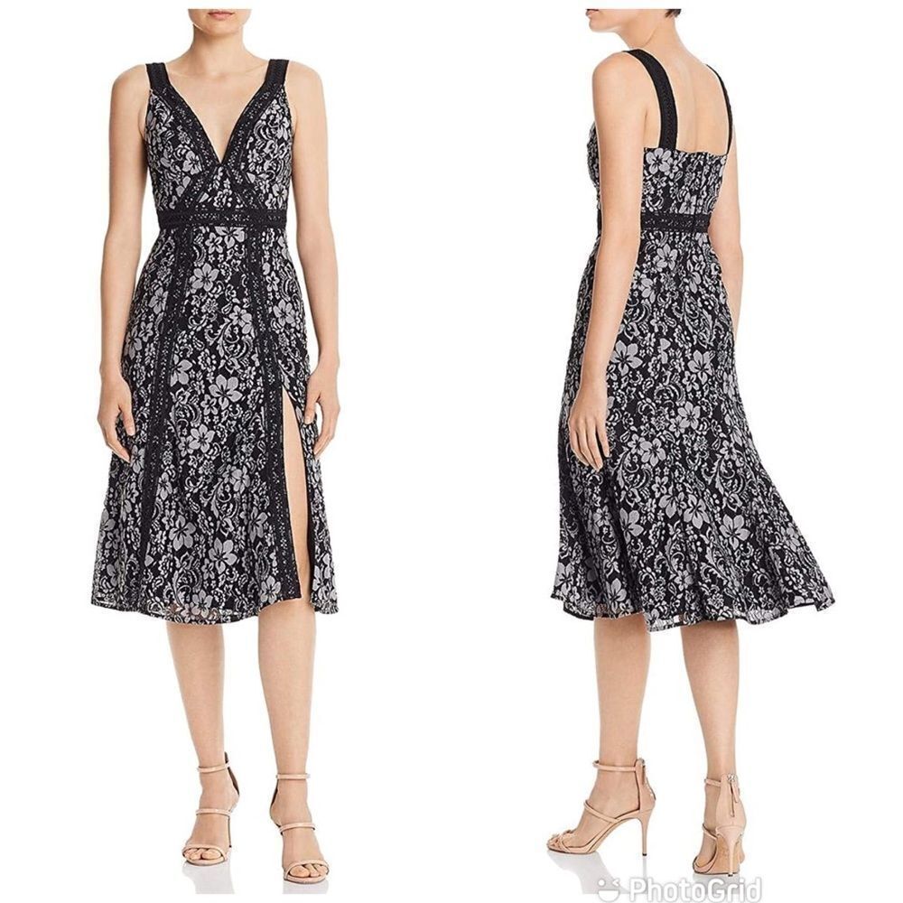 KEEPSAKE Black Lace Midi Dress Thigh Slit‎ Cocktail Formal Sleeveless Sz 8 New